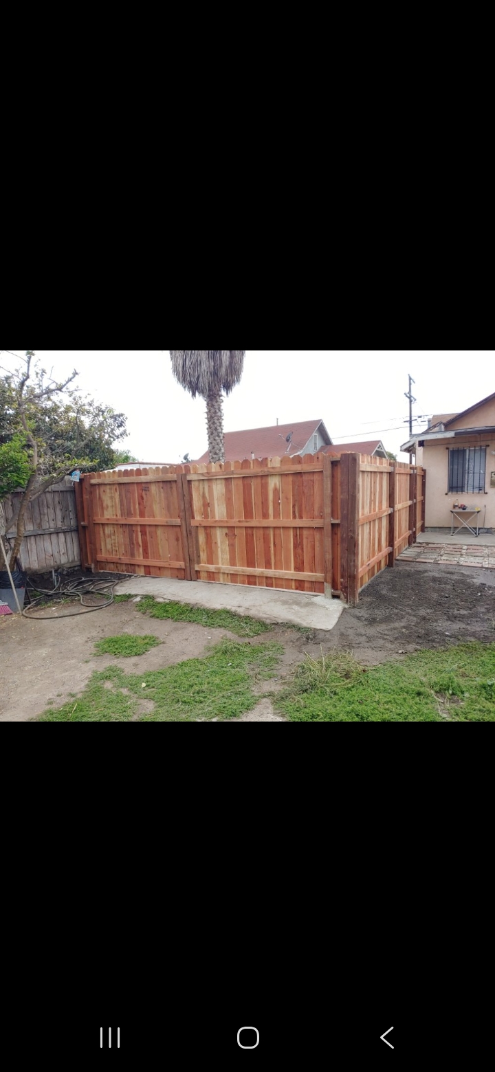 Finished wood fence and gate