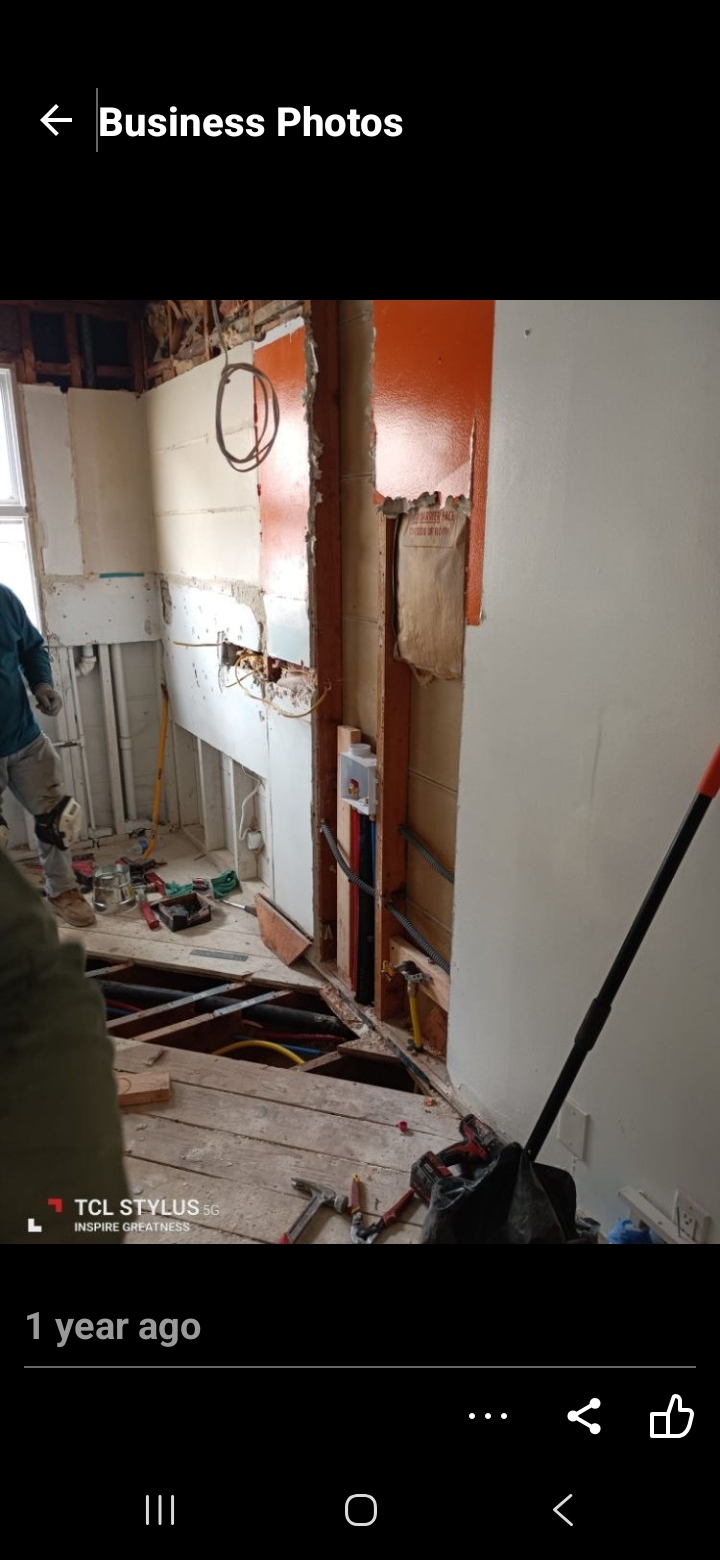 Exposed plumbing during demolition