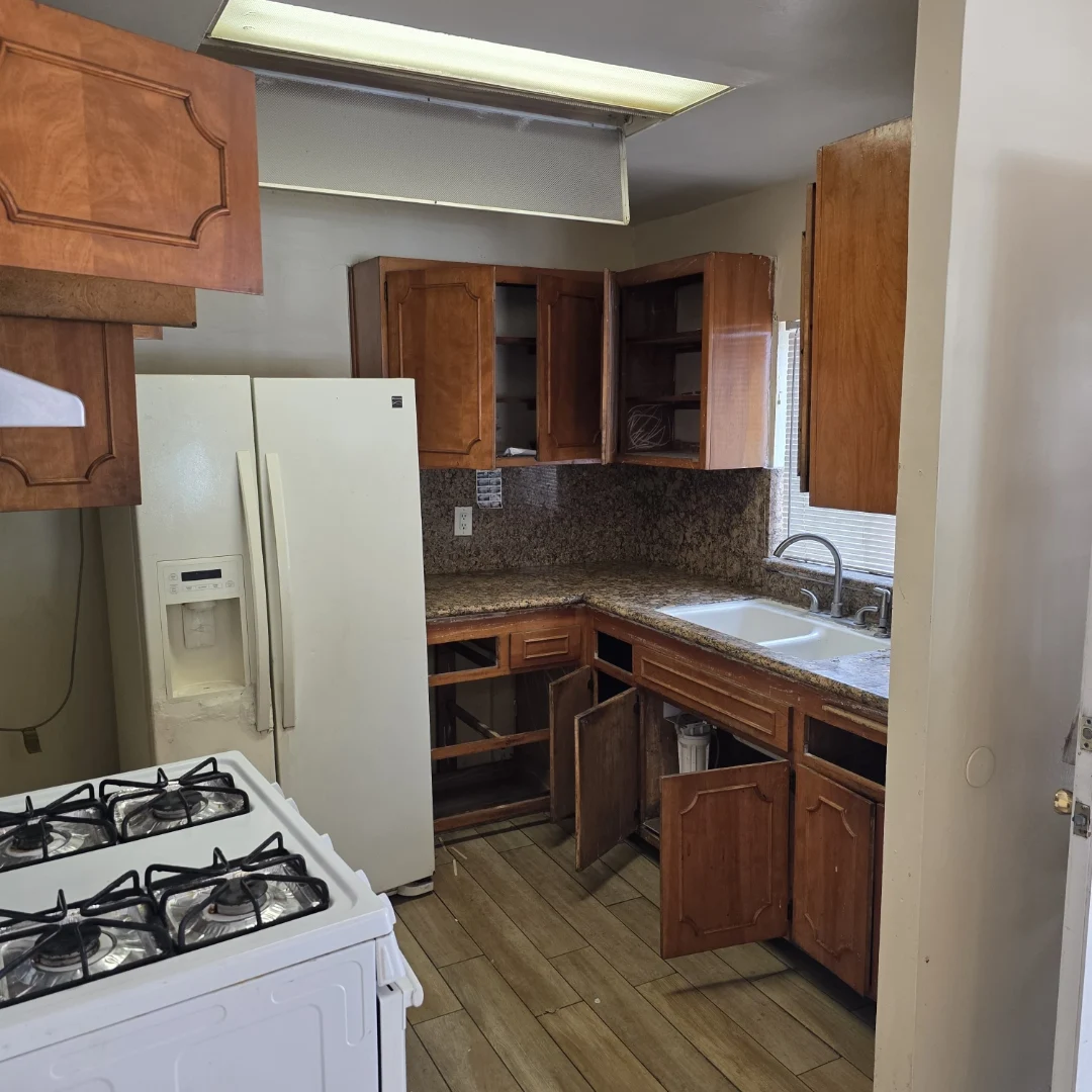 Wood cabinets before repainting